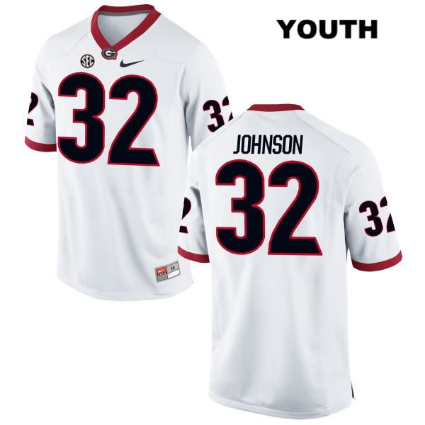 Georgia Bulldogs Youth Jaylen Johnson #32 NCAA Authentic White Nike Stitched College Football Jersey DXL3356XK